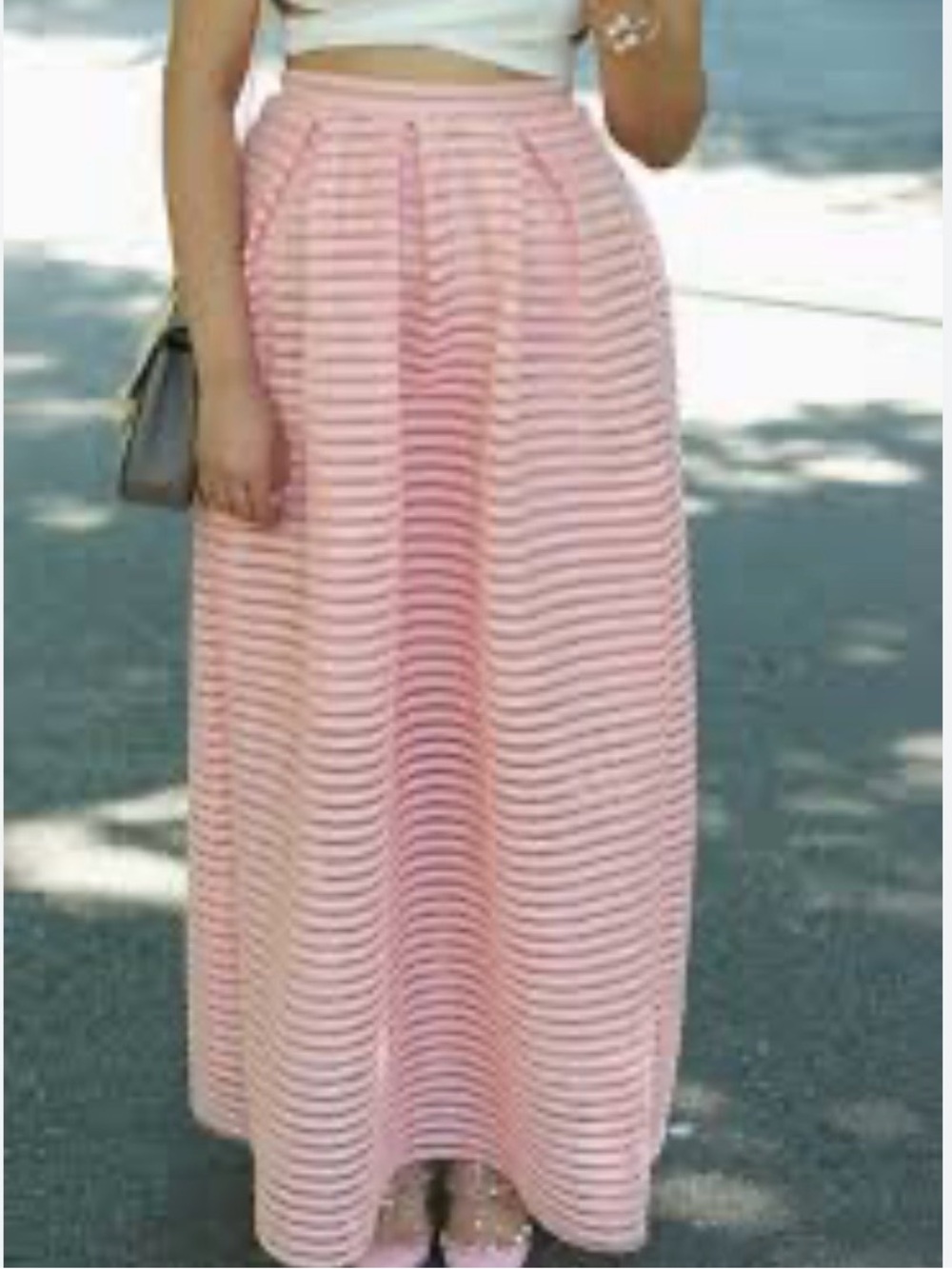 Chicwish Pink Glam Stripes Maxi Cut out Skirt Size Medium